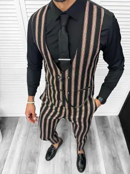 Compleu barbati  Vesta + Pantaloni B4061  Lant si cravata cadou 129-2 imagine