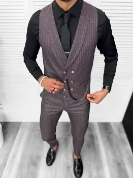 Compleu barbati  Vesta + Pantaloni  B5725 Lant si cravata cadou30-1 imagine