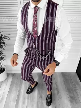 Compleu barbati Vesta + Pantaloni grena B7922 E  imagine