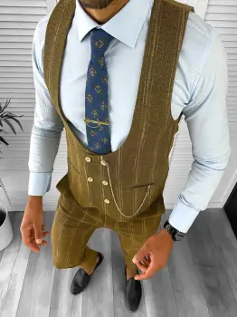 Compleu barbati Vesta + Pantaloni mustar B5517 47-2* imagine