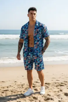 Compleu de vara camasa cu imprimeu + pantaloni 5508 39-4.2 imagine