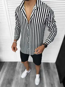 Compleu de vara camasa dungi + pantaloni 13213 imagine