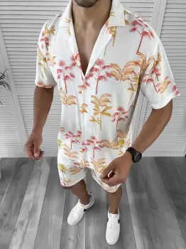 Compleu de vara camasa imprimeu + pantaloni 12056 imagine