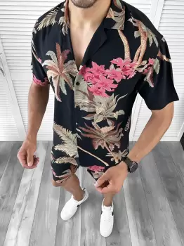 Compleu de vara camasa imprimeu + pantaloni 12066 imagine