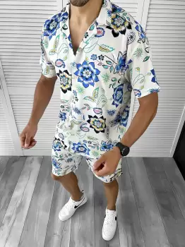 Compleu de vara camasa imprimeu + pantaloni 12162 imagine