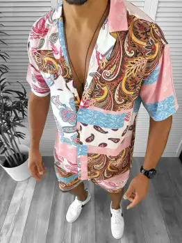 Compleu de vara camasa imprimeu + pantaloni 12745 O4-1.1 imagine