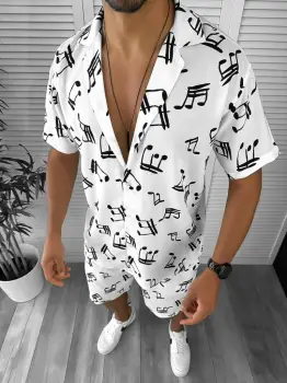 Compleu de vara camasa imprimeu + pantaloni 12747 O2-2.2 imagine