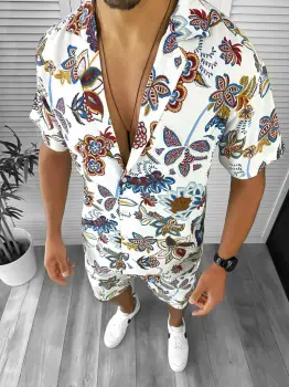 Compleu de vara camasa imprimeu + pantaloni 12748 12-3.1.2 imagine