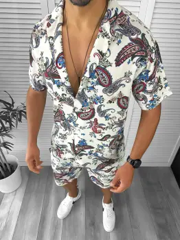Compleu de vara camasa imprimeu + pantaloni 12754 I18-2.2.3 imagine