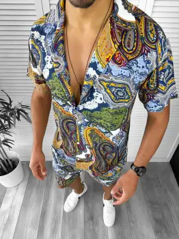 Compleu de vara camasa imprimeu + pantaloni 12762 imagine