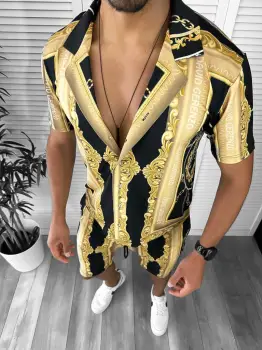 Compleu de vara camasa imprimeu + pantaloni 12767 16-3.1.2 imagine