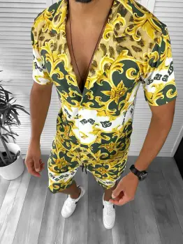 Compleu de vara camasa imprimeu + pantaloni 12773 21-4.1.2 imagine