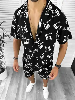 Compleu de vara camasa imprimeu + pantaloni 12829 imagine