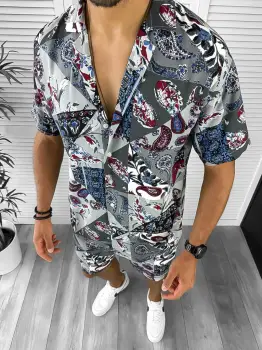 Compleu de vara camasa imprimeu + pantaloni 12832 imagine