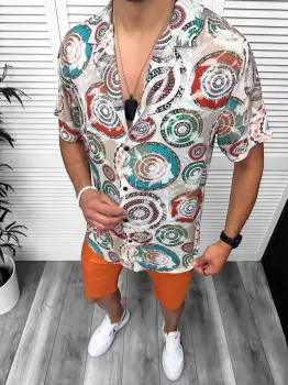 Compleu de vara camasa imprimeu  + pantaloni 13053 imagine