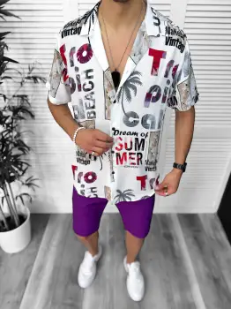 Compleu de vara camasa imprimeu  + pantaloni 13064 imagine