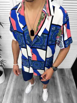 Compleu de vara camasa imprimeu  + pantaloni 13075 imagine