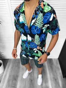 Compleu de vara camasa imprimeu  + pantaloni 13229 imagine