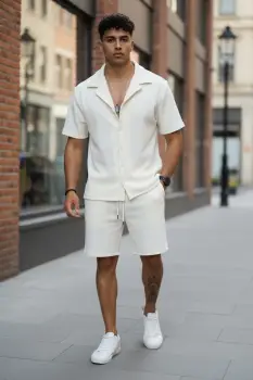 Compleu de vara camasa + pantaloni alb 3170 imagine