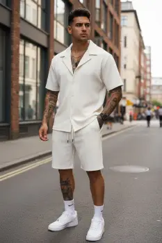 Compleu de vara camasa + pantaloni bej 214 imagine