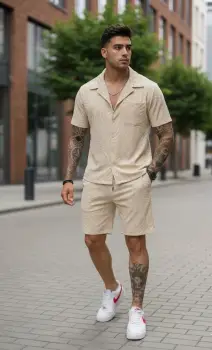 Compleu de vara camasa + pantaloni bej 3176 imagine