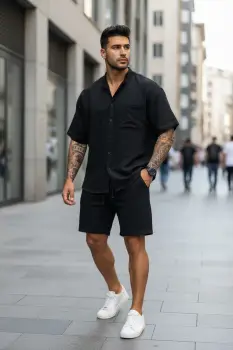 Compleu de vara camasa + pantaloni negru 004 124-4 imagine