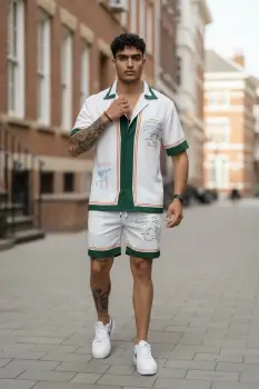 Compleu de vara cu imprimeu  camasa + pantaloni 979 imagine