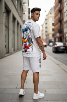 Compleu de vara tricou oversize + pantaloni alb 110 imagine