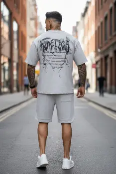 Compleu de vara tricou oversize + pantaloni gri 052 38-1.2 imagine