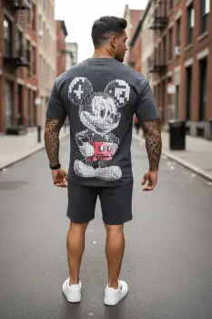 Compleu de vara tricou oversize + pantaloni gri 2119 imagine