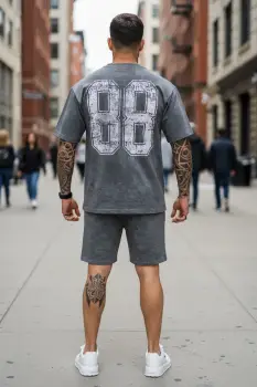 Compleu de vara tricou oversize + pantaloni gri SA21 39-1.2 imagine