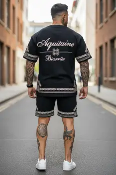Compleu de vara tricou oversize + pantaloni negru 2513 imagine