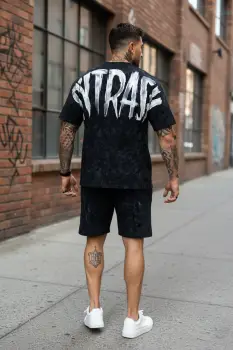 Compleu de vara tricou oversize + pantaloni negru SA19 22-2.1 imagine