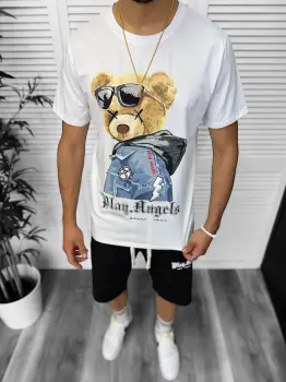 Compleu de vara tricou + pantaloni  alb  TS958 imagine