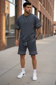 Compleu de vara tricou + pantaloni gri XXA imagine
