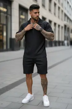 Compleu de vara tricou + pantaloni negru 218 imagine