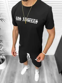 Compleu de vara tricou + pantaloni  negru  TS950 imagine