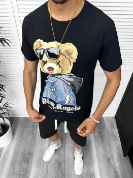 Compleu de vara tricou + pantaloni  negru  TS958 imagine