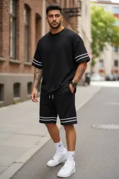 Compleu de vara tricou + pantaloni negru XXA imagine
