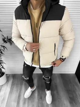 Geaca barbati de iarna imblanita bej 5156  imagine