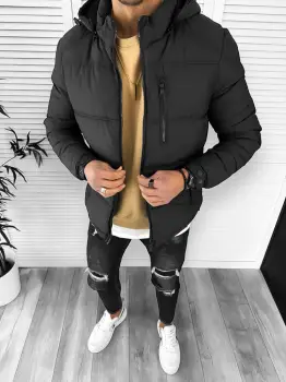 Geaca barbati de iarna imblanita neagra 5167 imagine