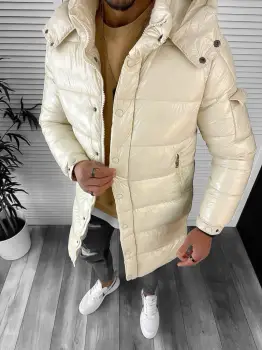 Geaca barbati de iarna lunga bej 5132 imagine