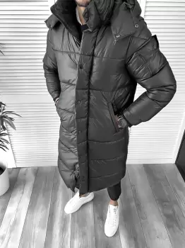 Geaca barbati de iarna neagra lunga 5132 imagine