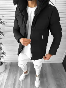 Geaca barbati de iarna neagra rc101 imagine