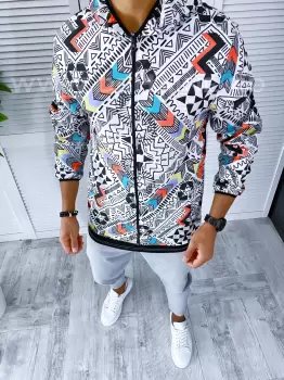 Geaca barbati de toamna cu imprimeu din fas subtire B2510 O5-2 imagine