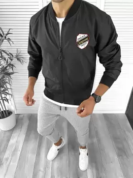 Geaca barbati de toamna neagra din fas subtire 12334 D7-1 imagine