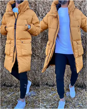 Geaca barbati groasa bej de iarna B6191 E imagine