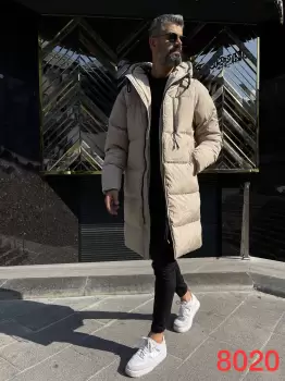 Geaca barbati groasa bej de iarna B9729 imagine