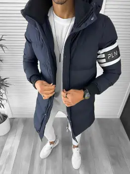 Geaca barbati groasa bleumarin de iarna 9020 imagine