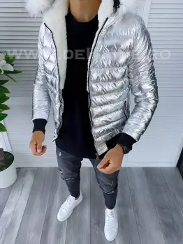 Geaca barbati groasa de iarna argintie CU MIC DEFECT DEF6781 Q1-4 imagine